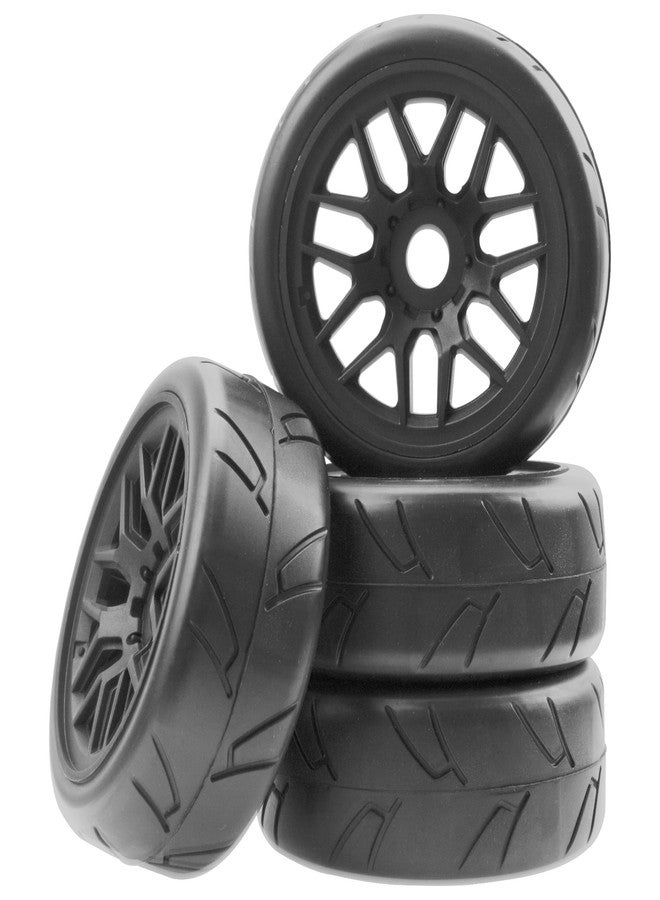 Vgoohobby 4Pack Vgoohobby 17mm RC Wheels and Tires 104mm 1/8 Off Road Buggy Rubber Street Tires Compatible with Arrma Typhon Talion 6S Redcat Tamiya HPI Losi Kyosho Hobao 1/8 RC Off Road Buggy (14 Spoke) - Image 1